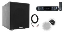 Rockville Home Theater Bluetooth Receiver 2 5.25" White In-Ceiling Speakers Sub