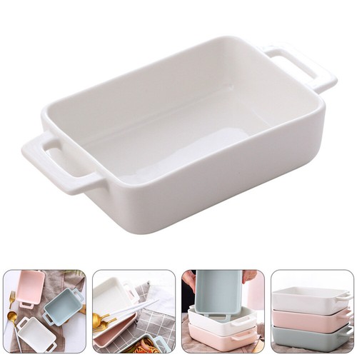 Deep Lasagne Dish White Ceramic Baking Bakeware Oven Safe Reusable eBay