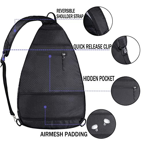 LLYWCM Pickleball Bag | Sling Bags - Reversible Crossbody Sling Backpack - Picture 3 of 8
