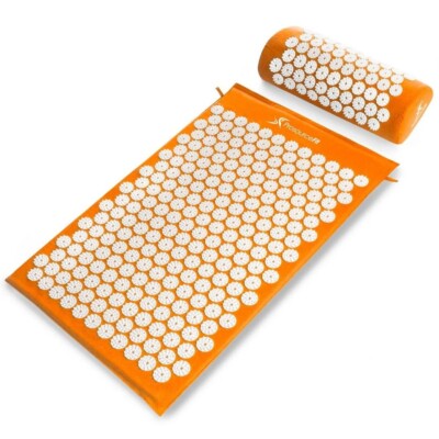 ProsourceFit Acupressure Mat and Pillow Set for Back/Neck Pain Orange / White