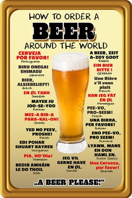mrdeco Metall Schild 12x18cm gewölbt How to order a Beer please Schild