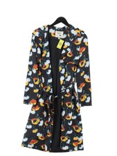 Yumi Women's Coat Uk 10 Black Floral Polyester With Elastane Overcoat
