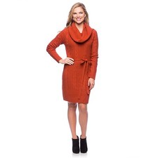 NEW Jessica Simpson Orange S Cowl Neck Long Sleeve Tie Waist Sweater Dress $98
