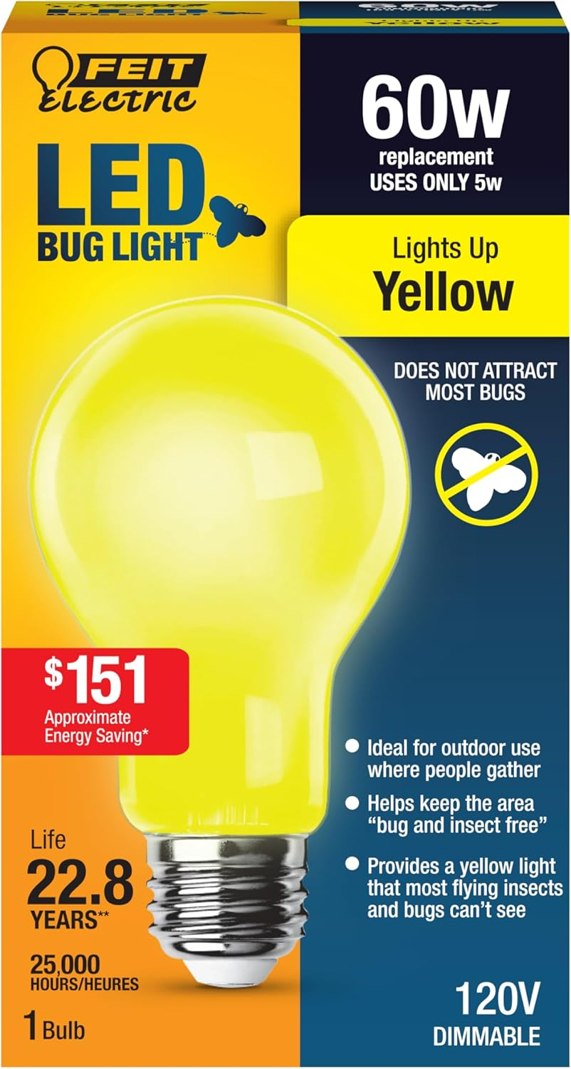 A19/BUG/LED Outdoor Bug Light 60-Watts Equivalent Non-Dimmable LED Light Bulb,
