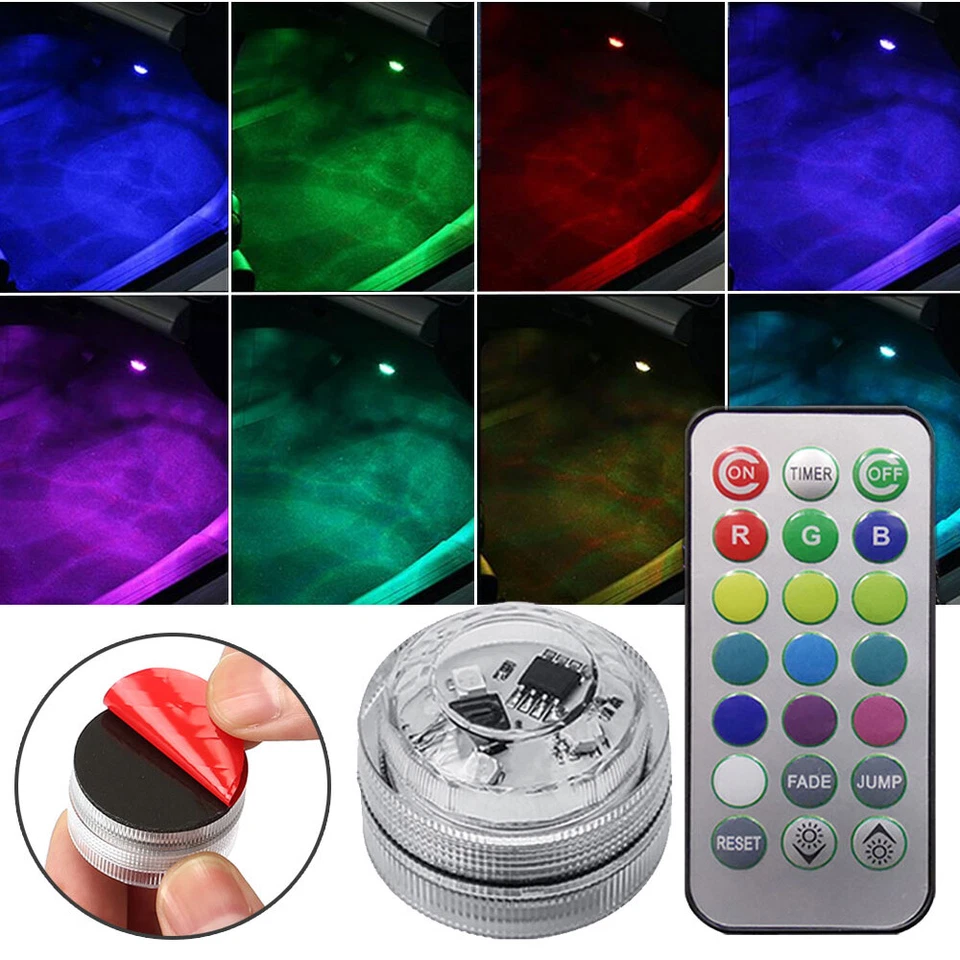 4x Luces LED Multicolor Accesorios Coche Interior Atmósfera Lámpara Control Remoto Foto 2 de 4