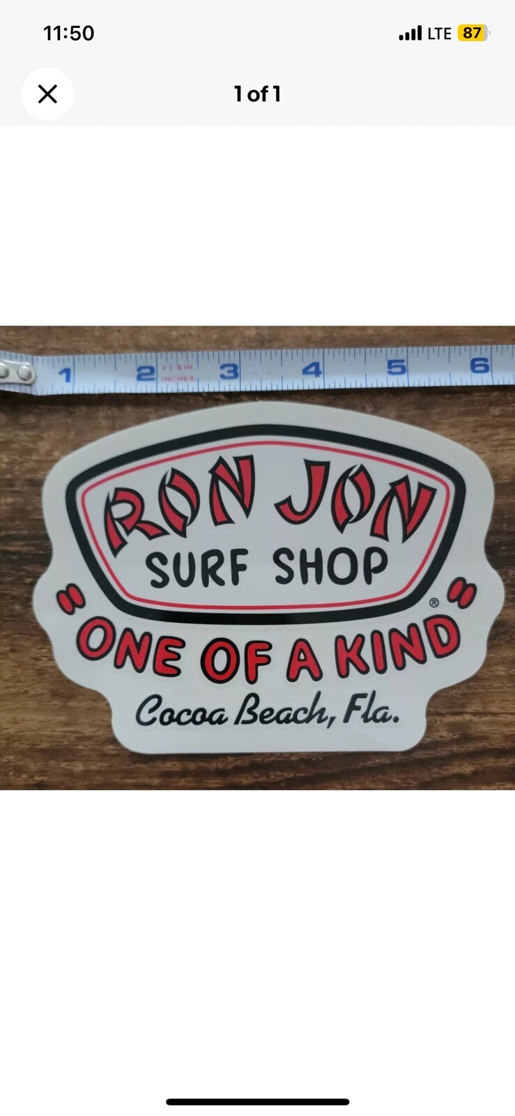 RON JON SURF SHOP "One of a Kind" Cocoa Beach, FL Sticker Decal FREE