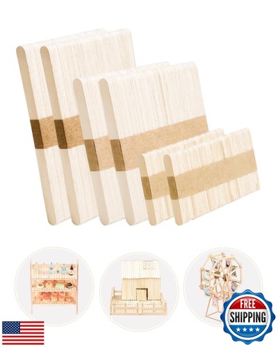 Popsicle Sticks for Crafts Ice Cream Sticks Craft Sticks Bulk 300 Pcs, 3 Mixe