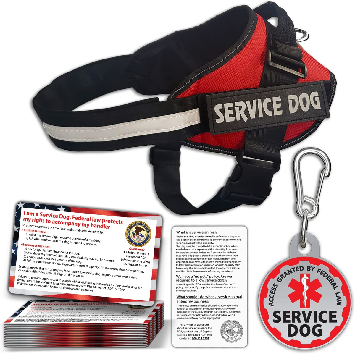 Service Dog Vest ID Tag 50 ADA Information Cards Service Dog Harness W  Patch