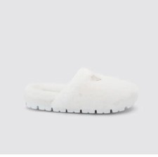 Prada Fussbett Fur Slipper Mule NIB Sz 39.5 White 995