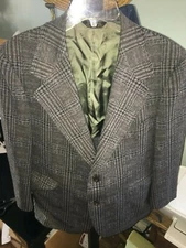 70's SPORT COAT Jacket Blazer Brown Gray PLAID Sportsman Knits Richman Bros. 40S