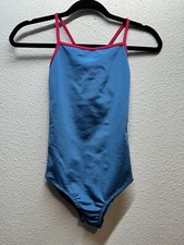 New Aja Blue Leotard Girl's 10-12- Dancewear Ballet Body Wrappers MC Strappy