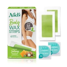 Nad's Body Wax Strips Hair Removal For Women At Home plus 4 Calming Oil Wipes,