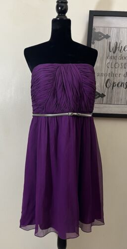 Donna Morgan Dress Size 14W Womens Silk Strapless Cocktail Party Grape NWT