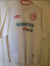 Koszulka wyjazdowa Oympiakos Pireus / Pireus 2001-02 rozmiar L Umbro Siemens Mobile