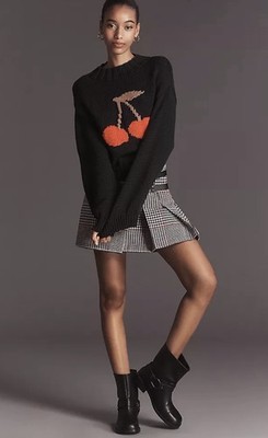 Anthropologie Maeve Sweater Pippa Cherry Navy Jumper Icon Preppy Size XS NWT