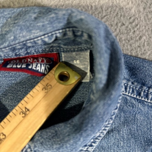 Abito donna blu navy vecchio jeans manica corta denim con bottoni taglia 16 - Foto 2 di 8
