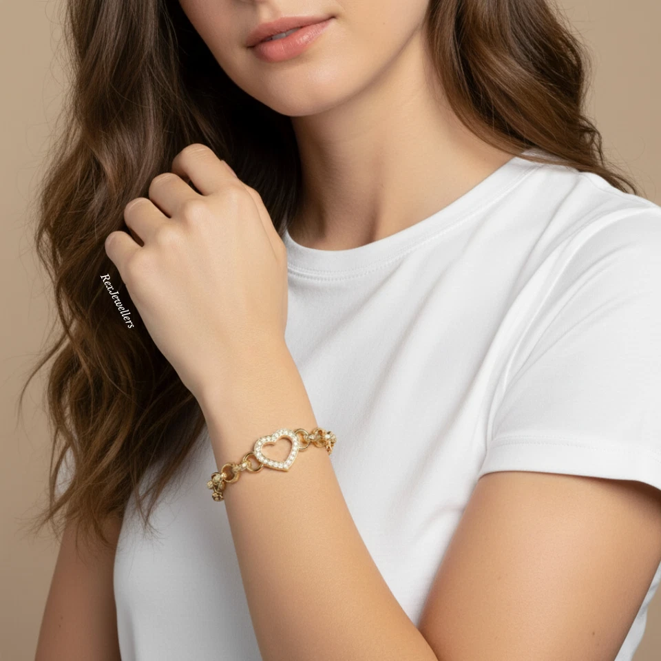 Pulsera Eslabón Gitano Relleno de Oro 9 quilates Regalo Para Mujeres Niñas Niño Niño 19 cm Foto 2 de 4