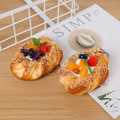 2Pcs Artificial Food Bread Tart Pie Dessert Simulation Model Fake Cake Mousse Fr