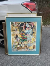 Leroy Neiman le Cuisine Francaise Art Print Poster Framed Vintage 1980s