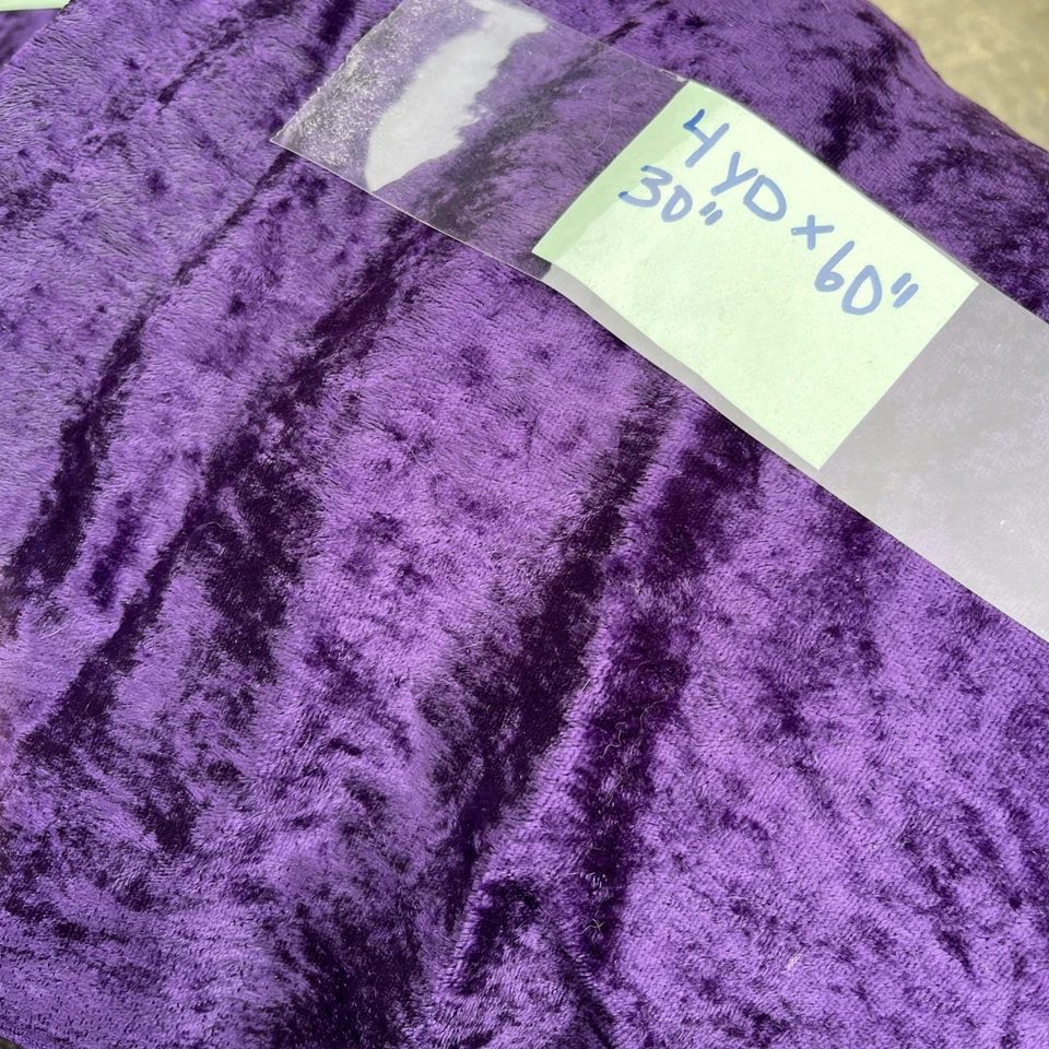 TELA ELÁSTICA TERCIOPELO PANNE FONDO TRITURADO 60" ANCHO CIRUELA PÚRPURA 12 Yardas Foto 3 de 4