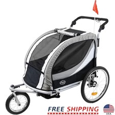 3-in-1 Bike Trailer Stroller Jogger Folding Child Carrier Durable Steel Frame US