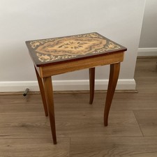 Vintage 60s Italian Inlaid Marquetry Musical Occasional Table