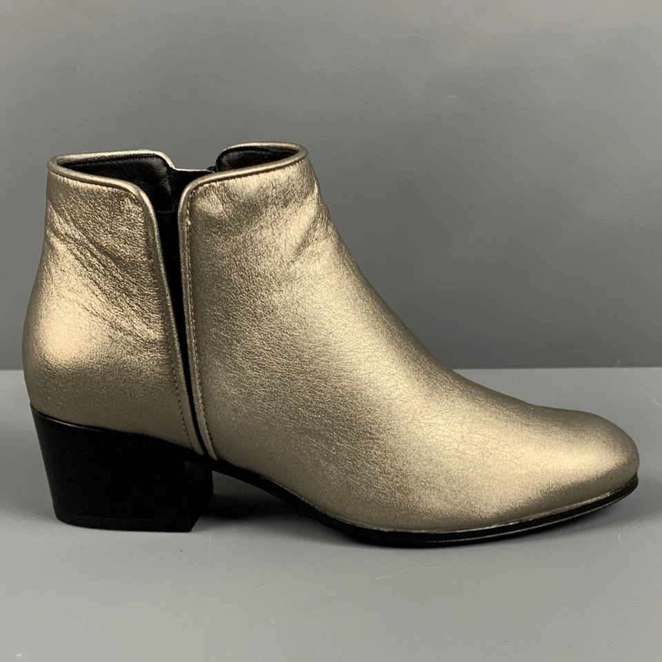GIUSEPPE ZANOTTI Misura 5 Argento Pelle Stivali Caviglia - Immagine 2 di 4