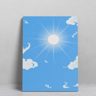 Concise Blue Sky White Clouds Teens Room Backdrop Landscape Canvas Prints