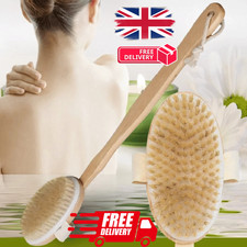Wooden Long Handle Body Brush - Detachable Back Scrubber Exfoliating Bath Tool