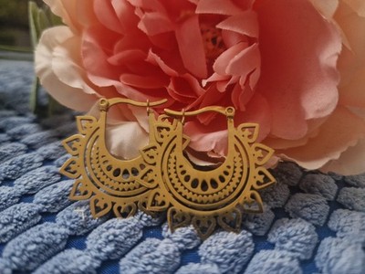 Neu Edelstahl Ohrringe Boho Bohamian Statement Ornamente Stainless Steel Mandala