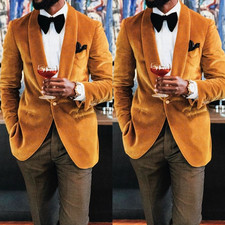 Shawl Lapel Men's Suit Velvet Prom 2Pcs Evening Banquet Wedding Jacket Tuxedo