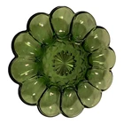 VINTAGE Anchor Hocking MCM Fairfield Avocado GREEN GLASS Deviled Egg Plate