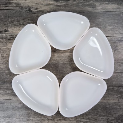 Lot Of 5 Vintage Milk Glass Plates White Snack Plate Triangle Shaped 4.5'' x 6'' 