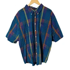 SCANDIA WOODS Shirt Button Down Cotton Pocket Cotton Check Vintage Mens Size 2XL