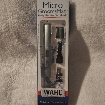 Wahl Micro GroomsMan Trimmer 2-Head Wet/Dry Battery Precision, Silver