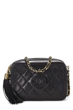 Chanel Black Lambskin Diamond 'CC' Camera Bag Mini - WGACA