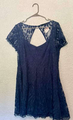 Abercrombie & Fitch Lace Dress Blue Floral Lace Short Sleeve Lined XL New |  eBay