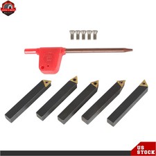 5 Pack 3/8" Lathe Indexable Carbide Insert  Turning Tooling Bit Holder Set New