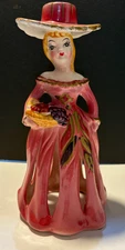 Lipper & Mann Pink Lady w Fruit Figurine Candle Napkin Holder-VTG