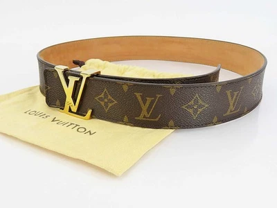 Authentischer LOUIS VUITTON Monogramm Canvas Ledergürtel & goldfarbene LV-Log... - Bild 1 von 4