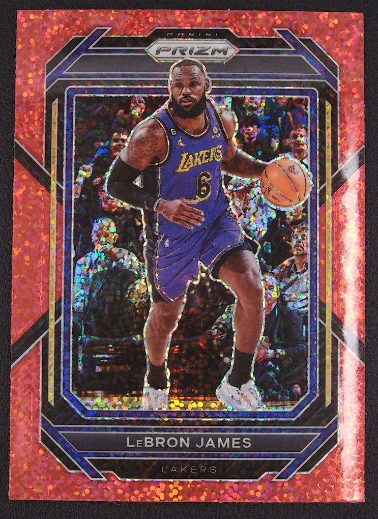 Lebron James 2022-23 Panini Prizm Red Sparkle Lakers SSP #134