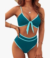 NWT Women's High Waisted Bikini Set Tie Knot Bathing Suit SZ M