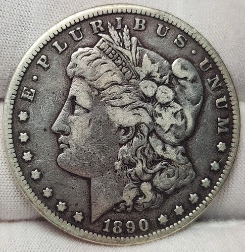 1890-CC Morgan Silver Dollar VF Details, Original Gun Metal Tone -  Morg-160z