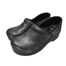 Dansko Metallic Suede Clog Women's Sz 41 10.5 11 Black Shimmer Shoes Slip On