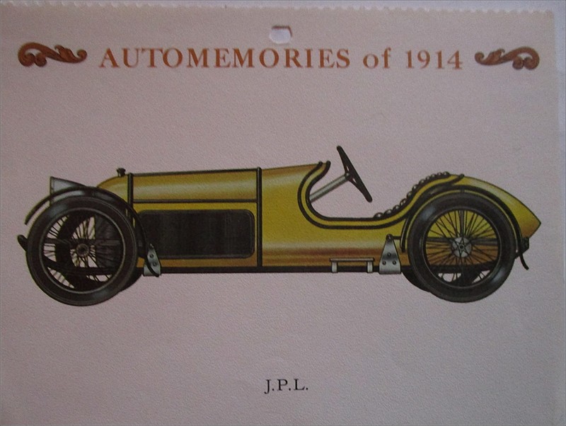 1914 JPL Racecar car calendar print (yellow)