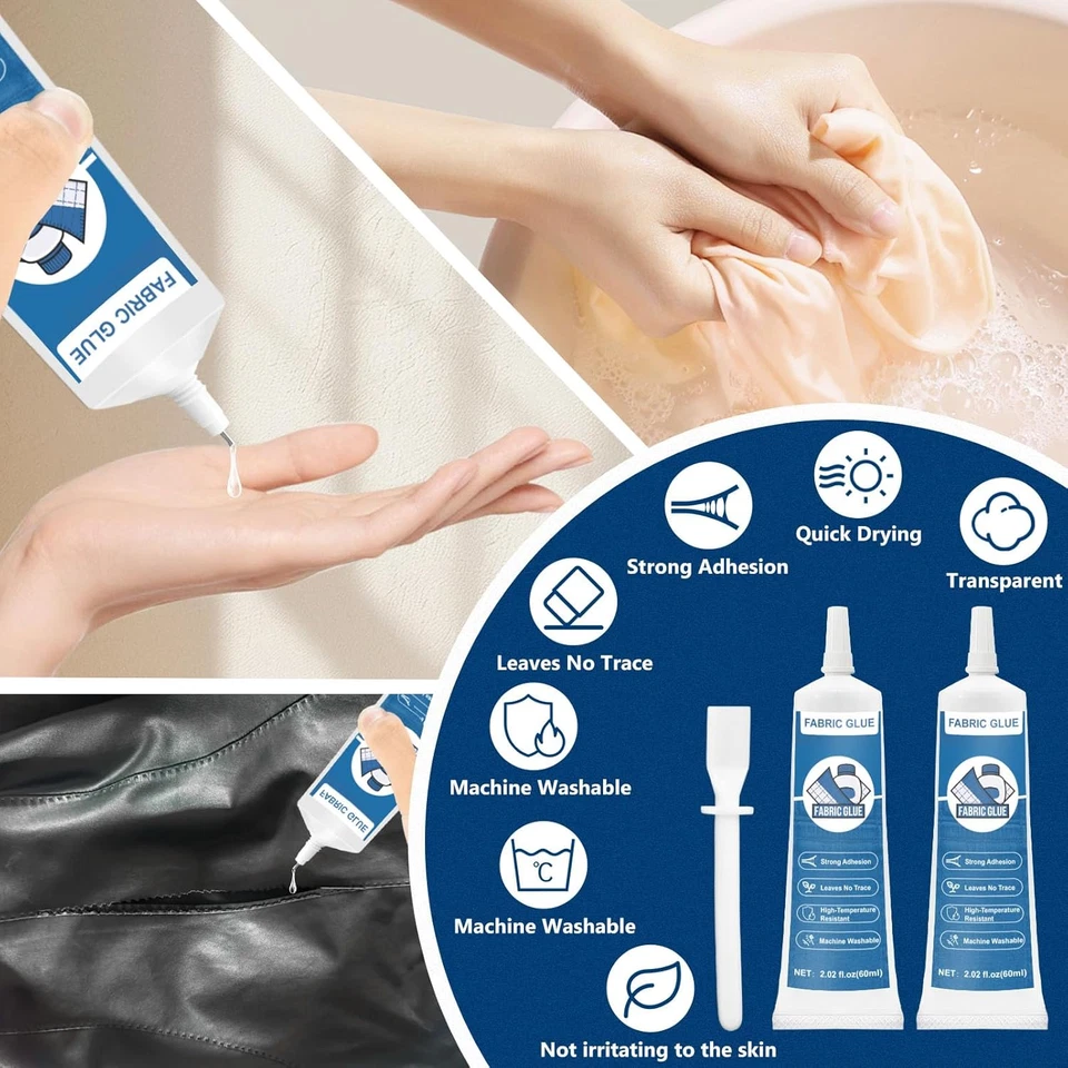 Colla per Tessuti, Colla per Tessuti, Colla Permanente Trasparente Lavabile, Col - Immagine 2 di 4