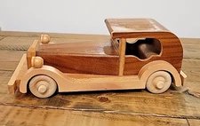 VINTAGE TOYS HAND CRAFTED HARD WOOD AUTOMOBILE TOY CAR