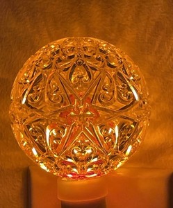 Vtg Xmas GE GeneralElectric Acrylic Snowflake Filigree YELLOW C7 LightBulb TESTD