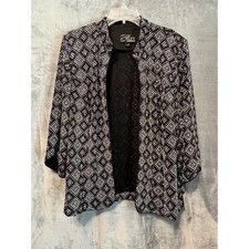 Alex Evenings Sequin Open Front Jacket Black Silver 2X Formal Evening Top NWT