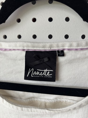 Nanette Lepore Embroidered Floral Denim Dress Ivory Cream Pockets Raw Hem Size S - Bild 3 von 8